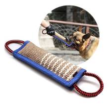 Durable Dog Bite Tug Toy with 2 Strong Handles Interactive Pet Training Rod Linen Dog Tear Jute Bite Pillow Puppy Training Play  2024 - buy cheap