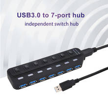 TEROW-concentrador de red USB 3,0 de alta velocidad, 7 puertos múltiples, 3,0, interruptor USB, 3,0, adaptador de corriente, extensor USB para PC y portátil 2024 - compra barato