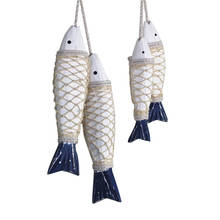 2pcs/set Wooden Hanging Fish Retro Mediterranean Style Rustic Hand Carved Hanging Fish Ornaments for Home Wall Decor Gift 2024 - buy cheap