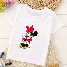 Minnie mouse cartoon print camiseta verão crianças de manga curta camiseta harajuku moda t menina topos roupas para crianças acolhedoras 2024 - compre barato