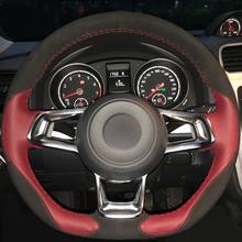 Hand Sewn Leather Steering Wheel Cover for  VW Jetta Gli /  Golf R / 2015 2016  Golf 7 Mk7 GTI 2024 - buy cheap