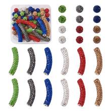 1Box Rhinestone Curved Tube Spacer Beads Mixed Color Long Brass Charms Beads For DIY Bracelet Necklace Jewelry Making 2024 - buy cheap