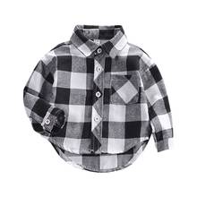 Осенние Рубашки для маленьких мальчиков рубашка в клетку с длинным рукавом и принтом рубашки для мальчиков футболки для детей рубашки, Повседневная Блузка 2024 - купить недорого