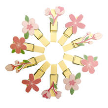 10packs/lot Cute Cherry Blossoms Wooden Clips Photo Clips Clothespin Craft Decoration Clips School Office clips 2024 - buy cheap