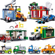 City Vehicle  Garage Race Racing Car Garbage Truck Model Bus Model Building Blocks Kits Construction Toys For Children 2024 - buy cheap