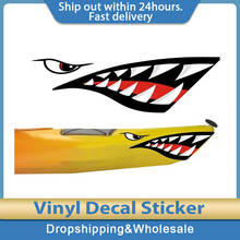 2Pcs Waterproof DIY Funny Rowing Kayak Boat Shark Teeth Accessories Mouth Sticker Vinyl Decal Sticker For Decal Left Right 2021 2024 - buy cheap