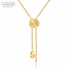 Fysare-collar con colgante de flor rosa para mujer, Gargantilla con letras de oro rosa, collar, joyería 2024 - compra barato