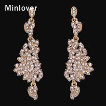 Minmin Crystal Gold-Color Bridal Dangle Long Dangle Earrings for Women 2020 Unique Design Wedding Jewelry Brincos MEH808 2024 - buy cheap