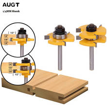 AUGT-Juego de brocas de enrutador de ensamblaje de vástago de 1/4 "mm, cortador de fresado de ranura en T de lengüeta y ranura en T para herramientas de corte de carpintería de madera, 2 uds. 2024 - compra barato