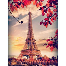 Landscape Paris Tower DIY Embroidery 11CT Cross Stitch Kits Needlework Craft Set Cotton Thread Printed Canvas Home     Room 2024 - buy cheap