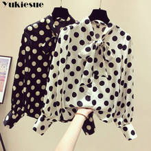 summer long sleeve dot print women's shirt blouse for women blusas womens tops and blouses chiffon shirts ladie's top plus size 2024 - buy cheap