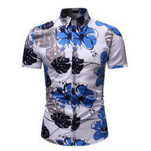 Floral Printing Leisure Hawaiian Shirt Men Summer Short-sleeved Turn Down Collar Blouse Slim Fit Business Chemise Camisa Hombre 2024 - buy cheap