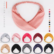 Diadema anudada de Color liso para mujer, bandana coreana con rayas cruzadas Retro, accesorios para el cabello 2020 2024 - compra barato