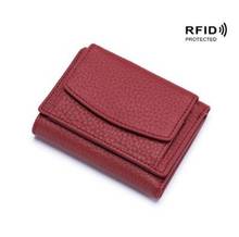 RFID Blocking Women Wallet Genuine Leather Mini Lady Purse Small Coin Pocket Simple Casual Thin Wallet Cowhide Leather Purse Bag 2024 - buy cheap