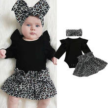 0-12 Months Newborn Baby Girls Outfits 2019 Autumn Cotton Black Bodysuits Tops Leopard Tutu Skirts Girls Clothes Set Newborn Set 2024 - buy cheap