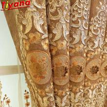 Coffee Luxury Embroidery Blackout Curtains for Living Room Royal European Chenille Window Drapes for Villas Bedroom X-M209#NT 2024 - buy cheap