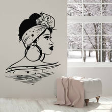 Beautiful Black Girl Vinyl Wall Decal Bathroom African Woman Hairstyle Wall Stickers For Beauty Salon Bedroom Decoration W346 2024 - buy cheap