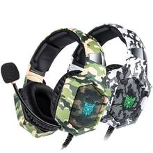 Onikuma-fone de ouvido camuflado, fones especiais para pc gamers, com fio, luzes led e microfone, para k8, ps4, xbox one e laptop 2024 - compre barato