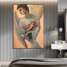 Angel White Wing with Flower Portrait Poster Wall Art Oil Painting Printed on Canvas Wall Pictures for Living Room Home Decor 2024 - buy cheap