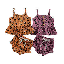 Conjunto de 2 piezas para niñas recién nacidas, Tops de leopardo sin mangas y pantalones cortos, ropa para niñas pequeñas 2024 - compra barato