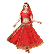 Sari Belly Dance Costume Bollywood Dress Halloween Chiffon Dance Outfit Costumes Head Veil Top Belt Skirt For Women Indian Dance 2024 - buy cheap