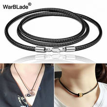 40-80cm Leather Necklace Cord 1-3mm Leather Cord Waxed Rope Stainless Steel Lobster Clasp Connector Chain Men Women DIY Jewelry 2024 - buy cheap