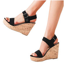 Women's Platform Sandals Casual Flip Flops Shoes Ankle Buckle Strap Open Toe Hemp Ladies Slip On Female Summer Sandals 2021 #40 2024 - buy cheap