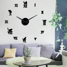 DIY 3D Cat Mirror Effect Large Numer Kittens Wall Clock Sticker Kitty Frameless DIY Quiet Giant Wall Clock Modern Watch Decor 2024 - buy cheap