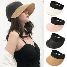 2021 Summer New Empty Top Suncap Foldable Portable Roll-up Sun Hat Casual Wide Brim Beach Hat Fashion Straw Cap Visors For Women 2024 - buy cheap