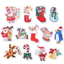 50pcs/lot Embroidery Patches Letters Clothing Decoration Accessories Santa Claus Snowman Christmas Iron Heat Transfer Applique 2024 - buy cheap