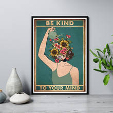 Be Kind To Your Mind Quote Canvas Painting Music Lovers Vintage Posters and Prints Dancing Together Wall Picture for Living Room 2024 - buy cheap