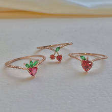 Romantic Fruit Women Copper Ring Crystal Grape Apple Ring Kids Statement Rings for Women Fashion Jewelry Party Gifts 2024 - buy cheap