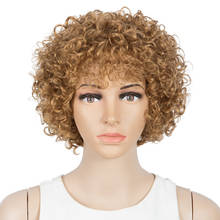 Короткий афро кудрявый парик для чернокожих женщин очарование натуральные человеческие волосы парик дешевый машинный парик коричневого цвета 2024 - купить недорого