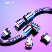 Магнитный кабель Micro Type-C USB-кабель, Магнитный зарядный провод с поворотом на 540 градусов, Usb Type-C 1 м 2 м 3 в 1, зарядный Шнур для iphone X 2024 - купить недорого