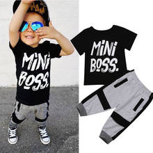 Pudcoco 2 Pieces Kids Toddler Baby Boys Clothes Set Children Little Boys Letter Mini Boss T-shirt Tops Pants Outfits 1-6T 2024 - buy cheap