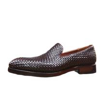 Sipriks-zapatos de cuero de Piel De Becerro para hombre, calzado de vestir, color marrón oscuro, elegante, sin cordones 2023 - compra barato