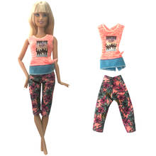 Nk roupa de boneca fashion mais nova, camisa bonita, roupas de festa, calças coloridas para boneca barbie, brinquedo de presente, 8x, 1 peça 2024 - compre barato
