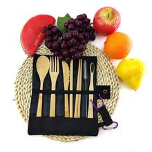 Bamboo Travel Utensils Sustainable Bamboo Cutlery Set Reusable Knife,Fork,Spoon,Biodegradable Straws Chopsticks Zero Waste Wrap 2024 - buy cheap