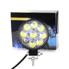 Round 27W LED Work Light 12V 24V Off-Road Flood Spot Lamp For Car Auto SUV 4WD 9pcs 3W High Strength LED High Quality Light Bulb 2024 - buy cheap