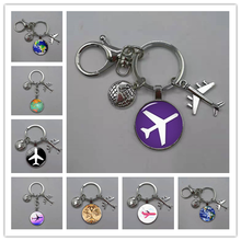 2019 New World Map Keychain Travel Discovery Discovery Glass Dome Bulging Plane Charm Pendant Keychain Men's and Women's Gifts 2024 - buy cheap