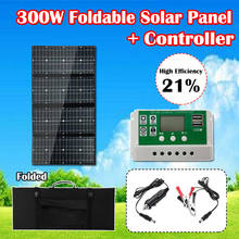 Placa de carga Solar plegable de 300W con controlador, cargador de batería de células solares USB, panel de energía Solar portátil para emergencias al aire libre 2024 - compra barato