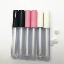 Tubo de esmalte de labios, botella redonda transparente con tapa blanca/negra/rosa, botella de almacenamiento de lápiz labial líquido, 2,5 ml 2024 - compra barato