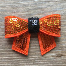 Moño de lentejuelas para niña, accesorios para el cabello, 2 ", naranja/Negro, 50 unids/lote 2024 - compra barato