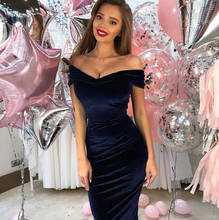 Elegant Women Velvet Dress Sexy One Word Collar Off Shoulder Night Party Dresses Strapless Bodycon Midi Dress Female Robe Summer 2024 - buy cheap