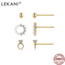 LEKANI 925 Sterling Silver Earrings For Women 5A Cubic Zirconia And Pearl Stud Earrings Korean Exquisite Small Earring Set 2024 - buy cheap