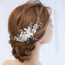 Pentes De Cabelo de Noiva Acessórios Para o Cabelo Pente Do Cabelo Do Casamento Da Flor branca Pérola Floral Mulheres Cabeça Jóias Cabelo Acessórios Do Casamento 2024 - compre barato