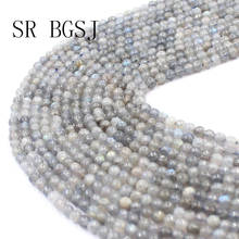 Free Shipping 4mm Faceted Round  Gray Labradorite Jewelry Accessories Spacer Gems Beads Strand 15" 2024 - buy cheap