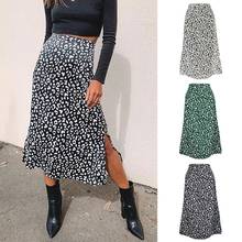 2021 Sexy Leopard Skirt Print Chiffon Split Skirt Fashion Casual Mid-calf Skirts For Women Spring Summer Zipper Elegant Clothes 2024 - buy cheap