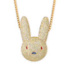 JINAO New Hip Hop  Bad Bunny  Pendant Necklace With Gold Silver Color Chain  Ice out CZ Paved Charm Fashion Necklace For Gift 2024 - buy cheap