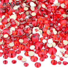 JUNAO 1400pc Mixed Size Red Flatback Glass Rhinestone 3D Nail Art Decoration Crystal Stickers Strass Diamond For Manicure Crafts 2024 - buy cheap